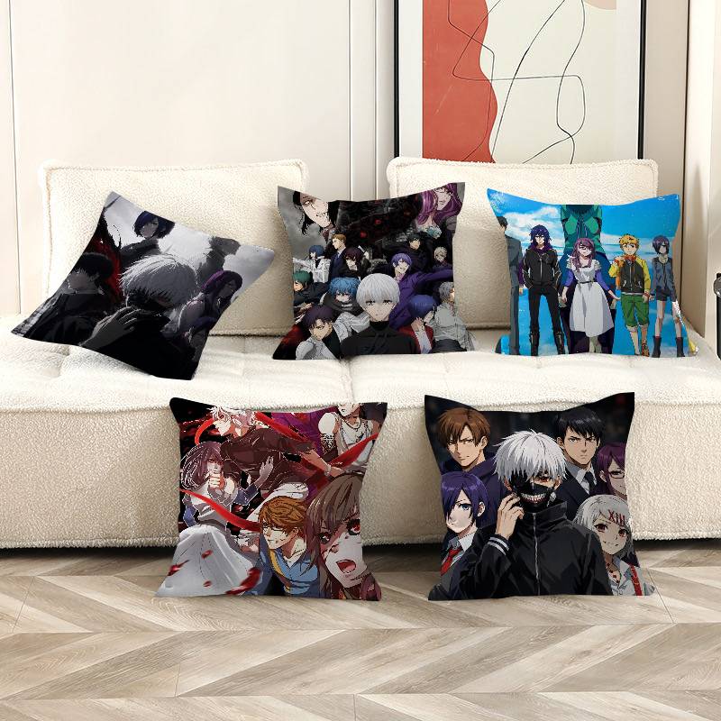 Home Textiles Magazine - クラシックアニメ『東京喰種トーキョーグール』雑誌柄枕カバー、リビングルームソファ用ホームデコレーション、カスタマイズ可能