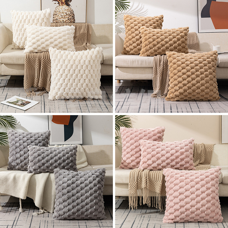 Pillow Cover 20X20 - 枕カバー織り雪の結晶ベルベット無地スローピローオフィスソファ腰枕ベッドサイドクッション