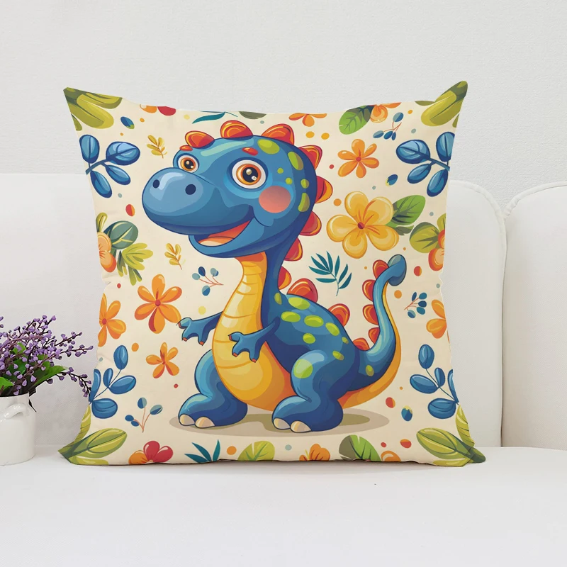 Home Landing Textiles - 恐竜ランド クッションカバー ショートプラッシュプリント リビングルーム ソファ装飾用 クッションカバー