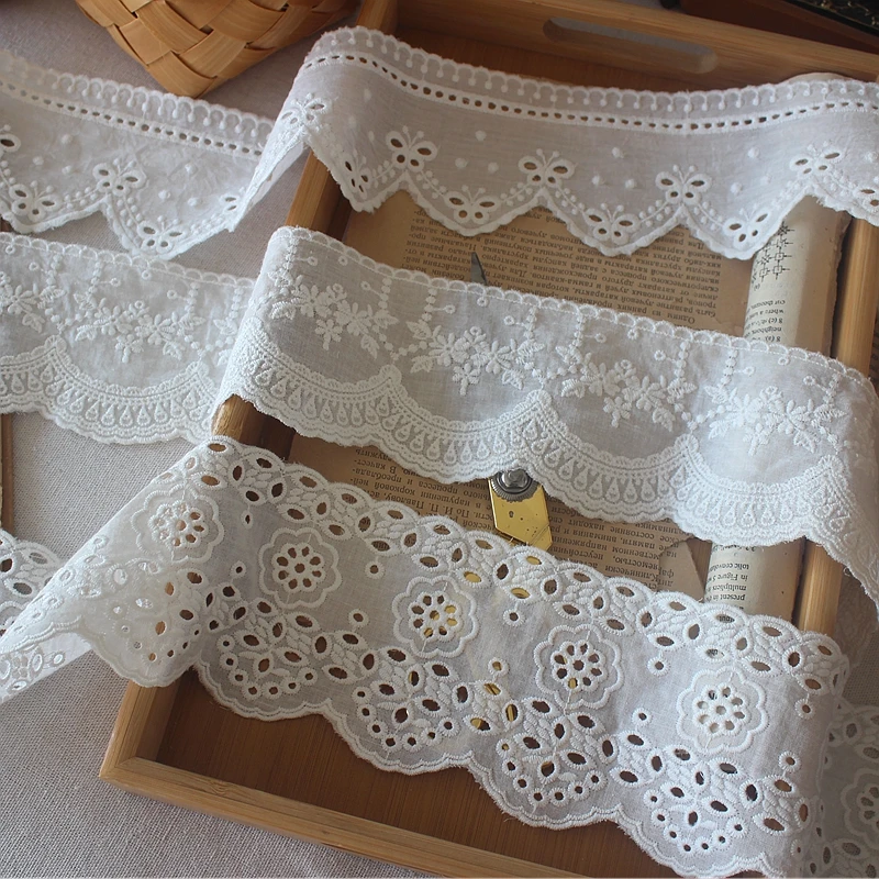 Home Textiles Photos - 白い綿のレースのリボン,手作りの手工芸品,中空の花の刺embroideredテープ,ホームテキスタイルの装飾,2メートル