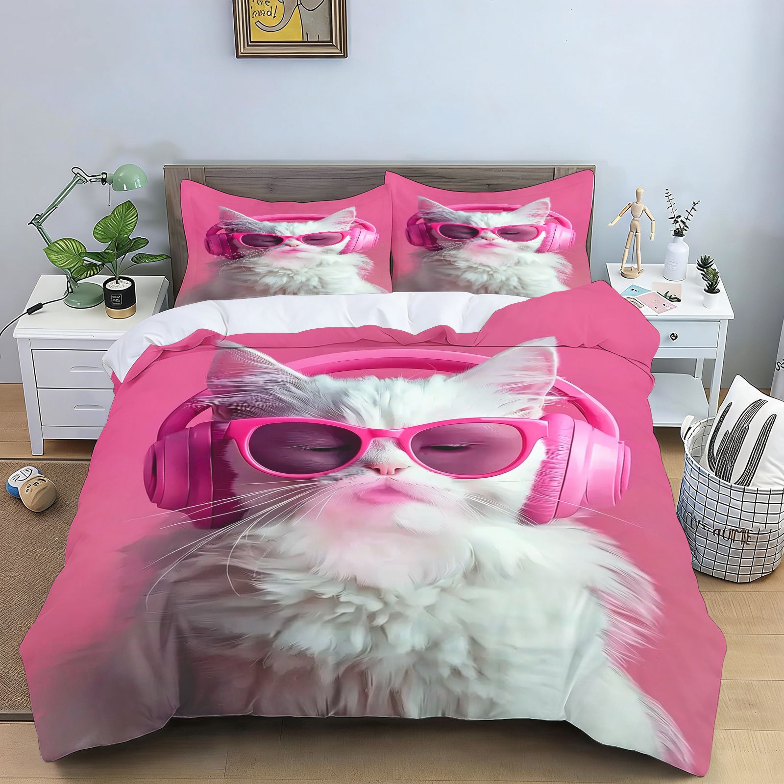 Home Textiles Bedding - 面白いヒップホップアニマル寝具セット、掛け布団カバー、キリン、猫、犬、アルパカ、ウサギ、モダンな寝室用ホームテキスタイル、子供と大人のためのギフト