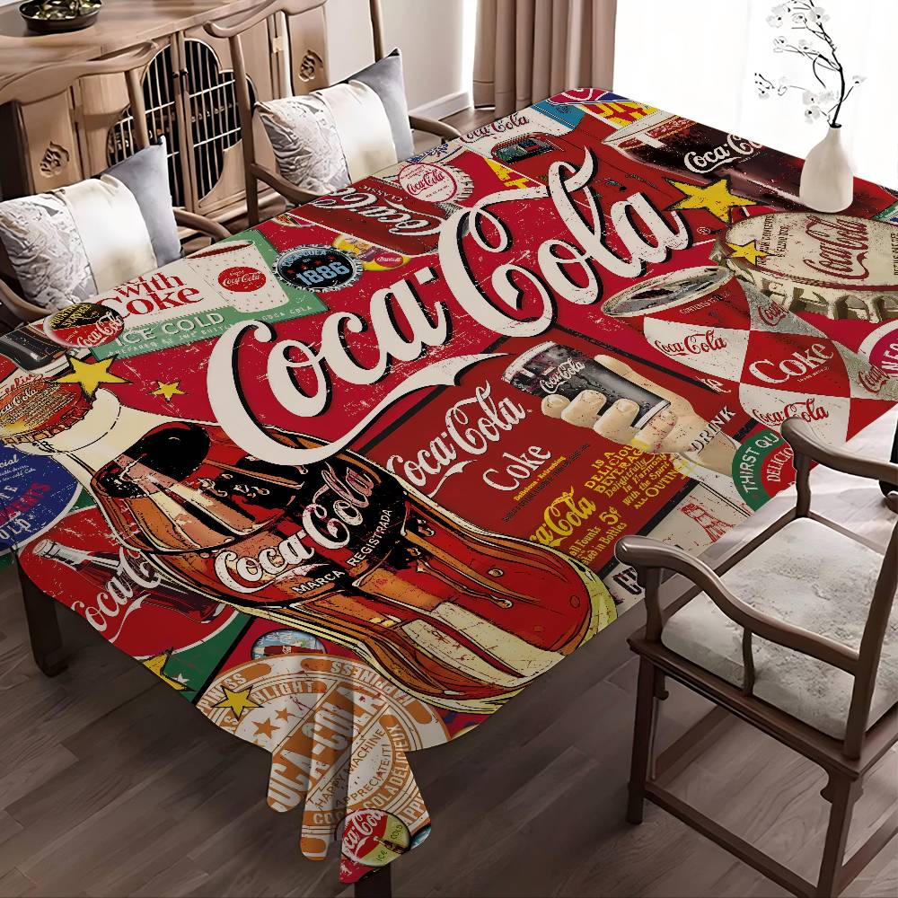 Home Textiles Logo - C-COCA ロゴ C-COLAS 長方形テーブルクロス プリントテーブルクロス 農家風
