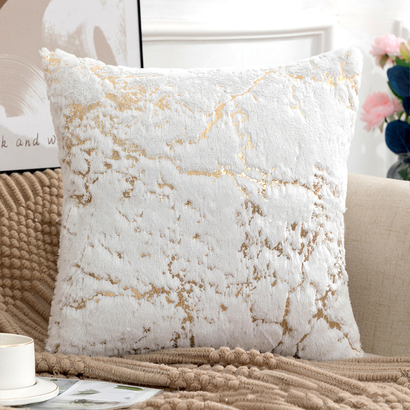 Pillow Cover 20X20 - 豪華なゴールデンファークッションカバーホワイト43x43装飾枕カバーソファ用ホームデコレーション枕カバーグレーブラックファーカッションカバー
