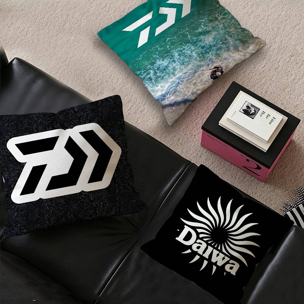 Home Textiles Logo - D-DaiwaS フィッシングロゴ メープルデザイン クッションカバー ハッピーオータムハーベストデコレーション ホリデーデコレーション