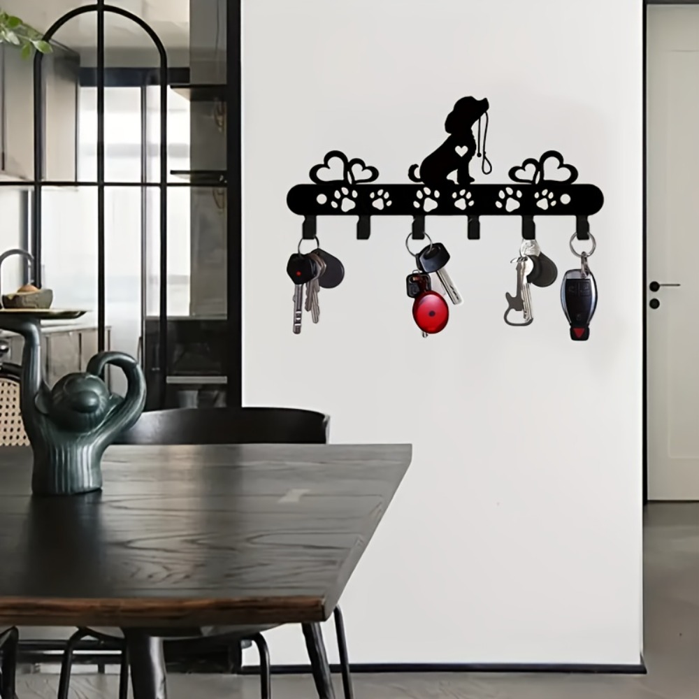 Home Textiles Towel - CIFBUY 犬型メタルウォールフックキーホルダーオーガナイザー コート、帽子、タオル用 簡単設置 モダンな家の装飾 玄関ドア吊り下げラック