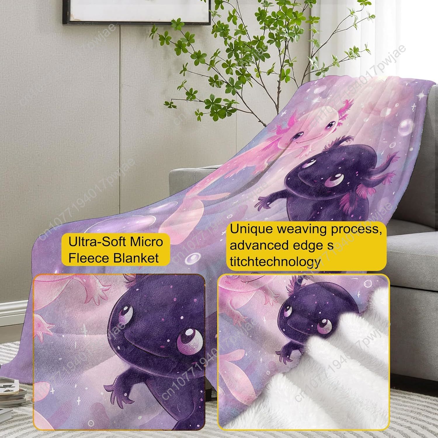 アホロートルブランケットかわいいアホロートルフランネルスロー - Home Textiles Towel のレビューと価格