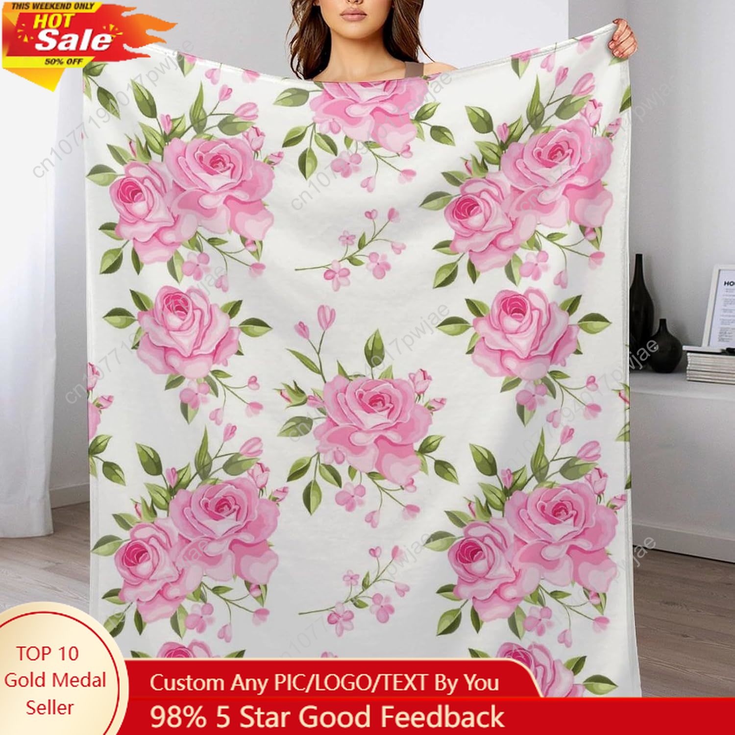 ピンクの花柄スローブランケット 花柄装飾 女性男性へのギフト - Home Textiles Towel のレビューと価格