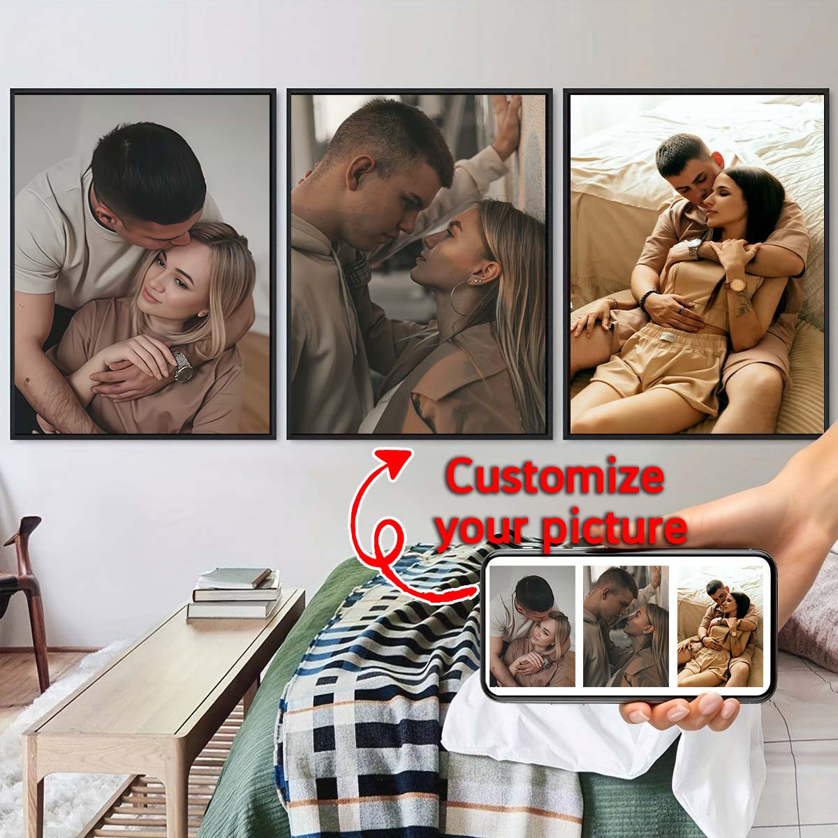 三連画 - 2Dカスタム写真木製フレーム油絵またはフレームレ - Home Textiles Photos のレビューと価格