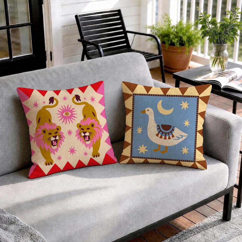 風変わりな日月動物クッションカバー天然通気性耐久性のあるリネ - Pillow Cover 20X20 のレビューと価格