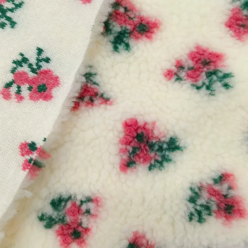 160x50cmの厚手のラムウール生地、小さな花柄プリント入 - Home Textiles Photos のレビューと価格