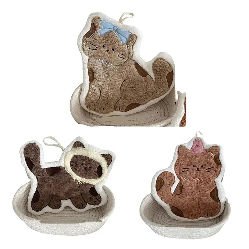 創造性あふれるかわいい猫の形をしたハンギングハンドタオル、バ - Home Textiles Towel のレビューと価格