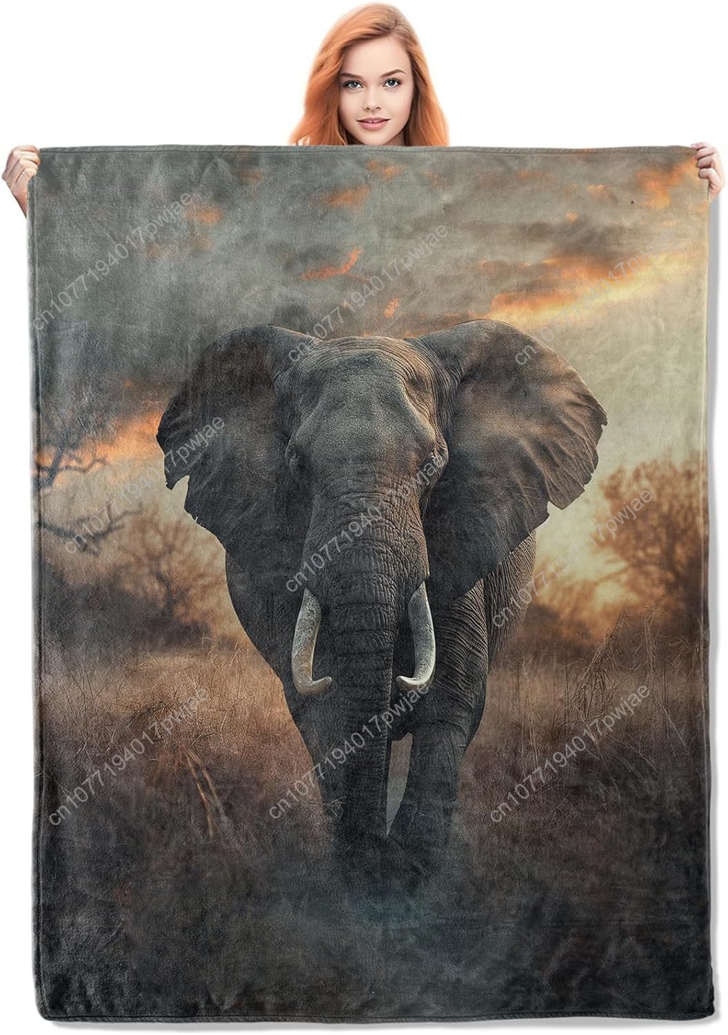 象の毛皮ブランケット、リアルな野生動物のシーンを再現した柔ら - Home Textiles Towel のレビューと価格