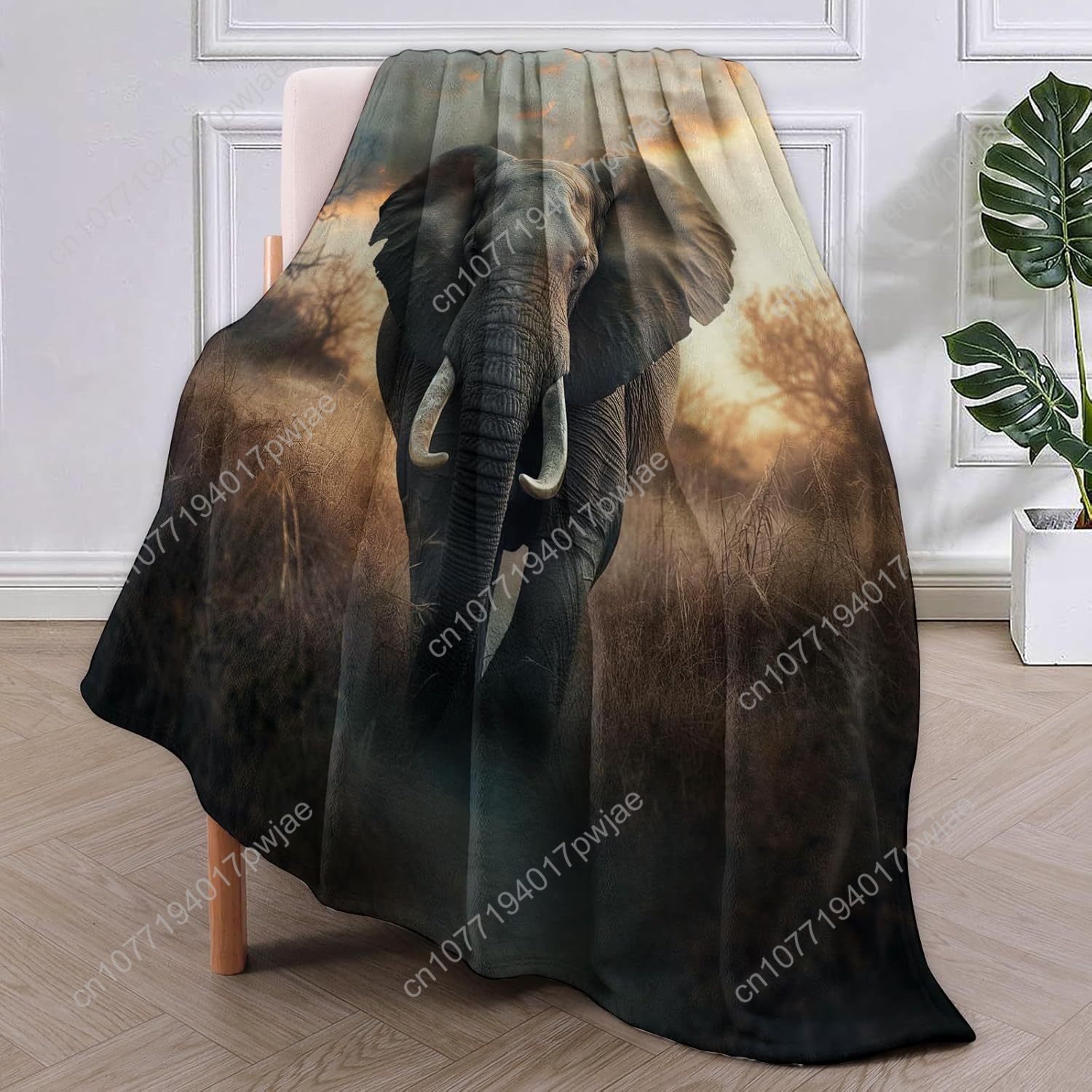 象の毛皮ブランケット、リアルな野生動物のシーンを再現した柔ら - Home Textiles Towel のレビューと価格