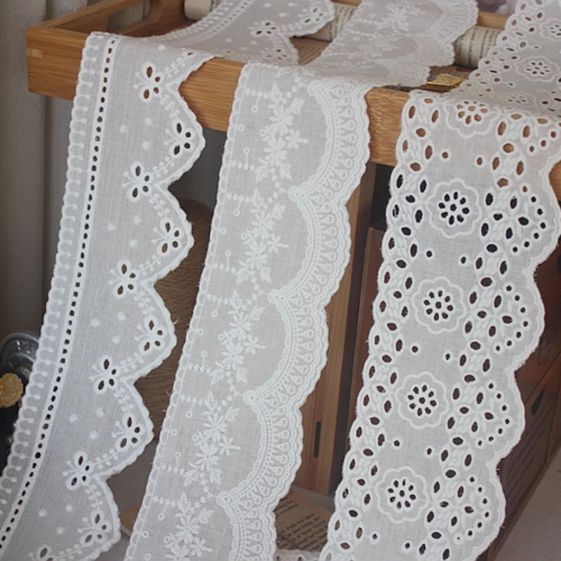 白い綿のレースのリボン,手作りの手工芸品,中空の花の刺emb - Home Textiles Photos のレビューと価格