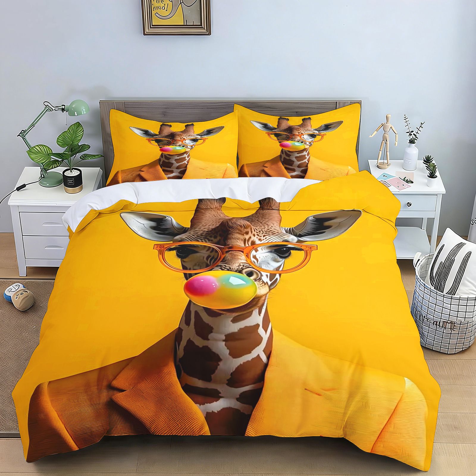 面白いヒップホップアニマル寝具セット、掛け布団カバー、キリン - Home Textiles Bedding のレビューと価格