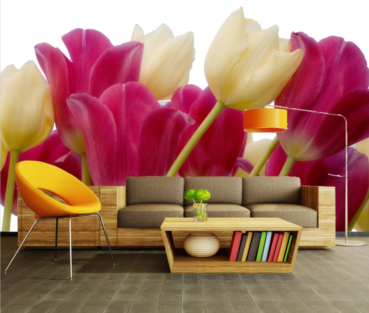 カスタムチューリップの花の写真壁紙壁画壁紙リビングルーム寝室 - Home Textiles Photos のレビューと価格
