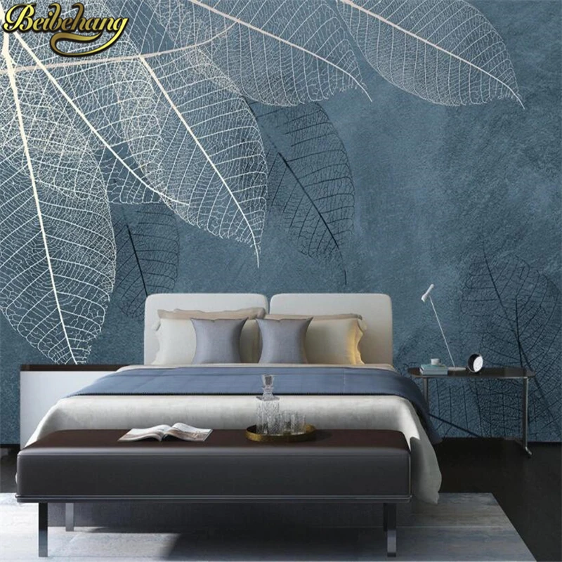 カスタム抽象葉写真壁紙絵画背景 3D 壁紙家の装飾ステッカー - Home Textiles Photos のレビューと価格