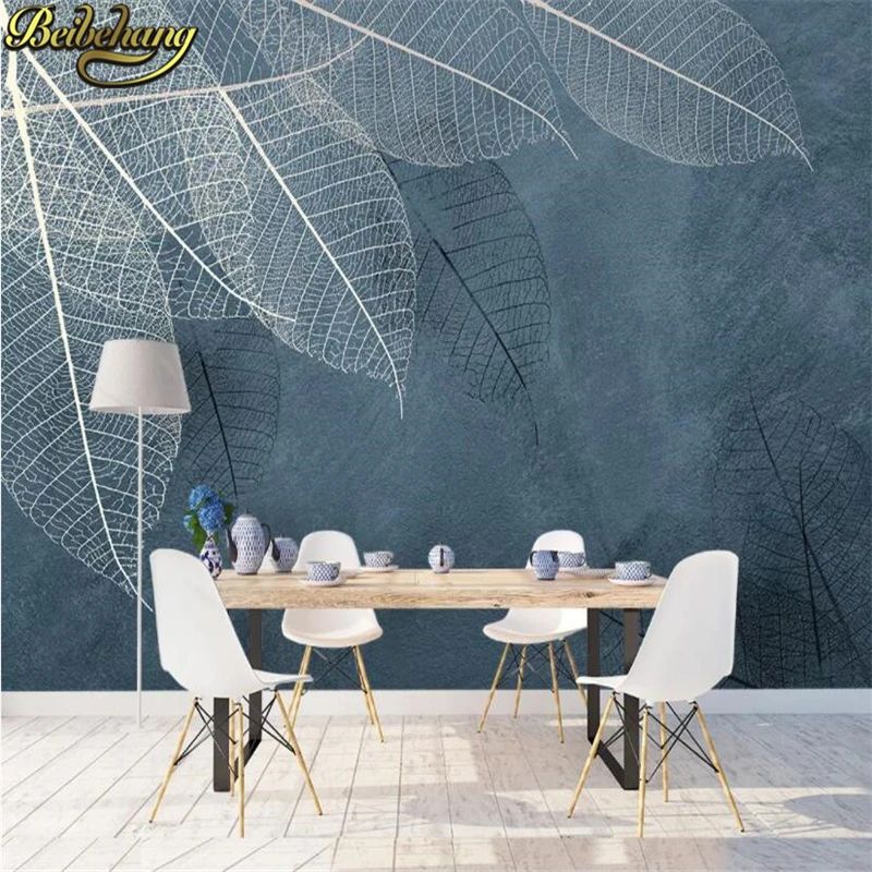 カスタム抽象葉写真壁紙絵画背景 3D 壁紙家の装飾ステッカー - Home Textiles Photos のレビューと価格