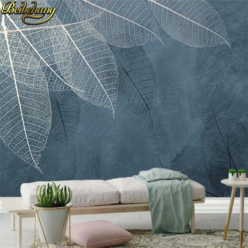 カスタム抽象葉写真壁紙絵画背景 3D 壁紙家の装飾ステッカー - Home Textiles Photos のレビューと価格