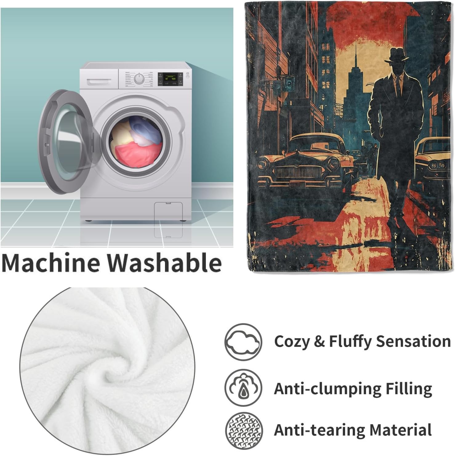 ノワール探偵ブランケット 女性へのギフト 犯罪フランネルブラ - Home Textiles Towel のレビューと価格