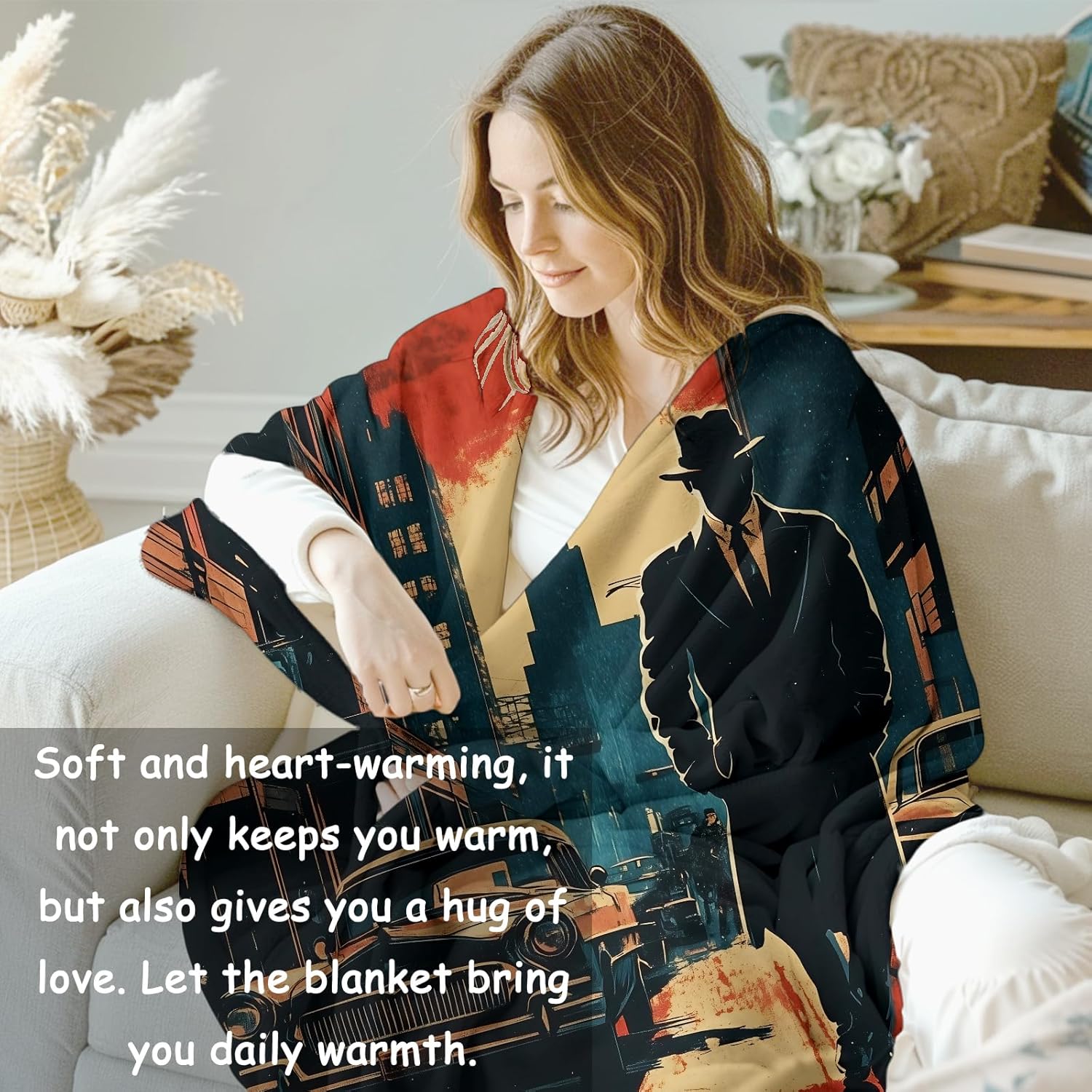 ノワール探偵ブランケット 女性へのギフト 犯罪フランネルブラ - Home Textiles Towel のレビューと価格